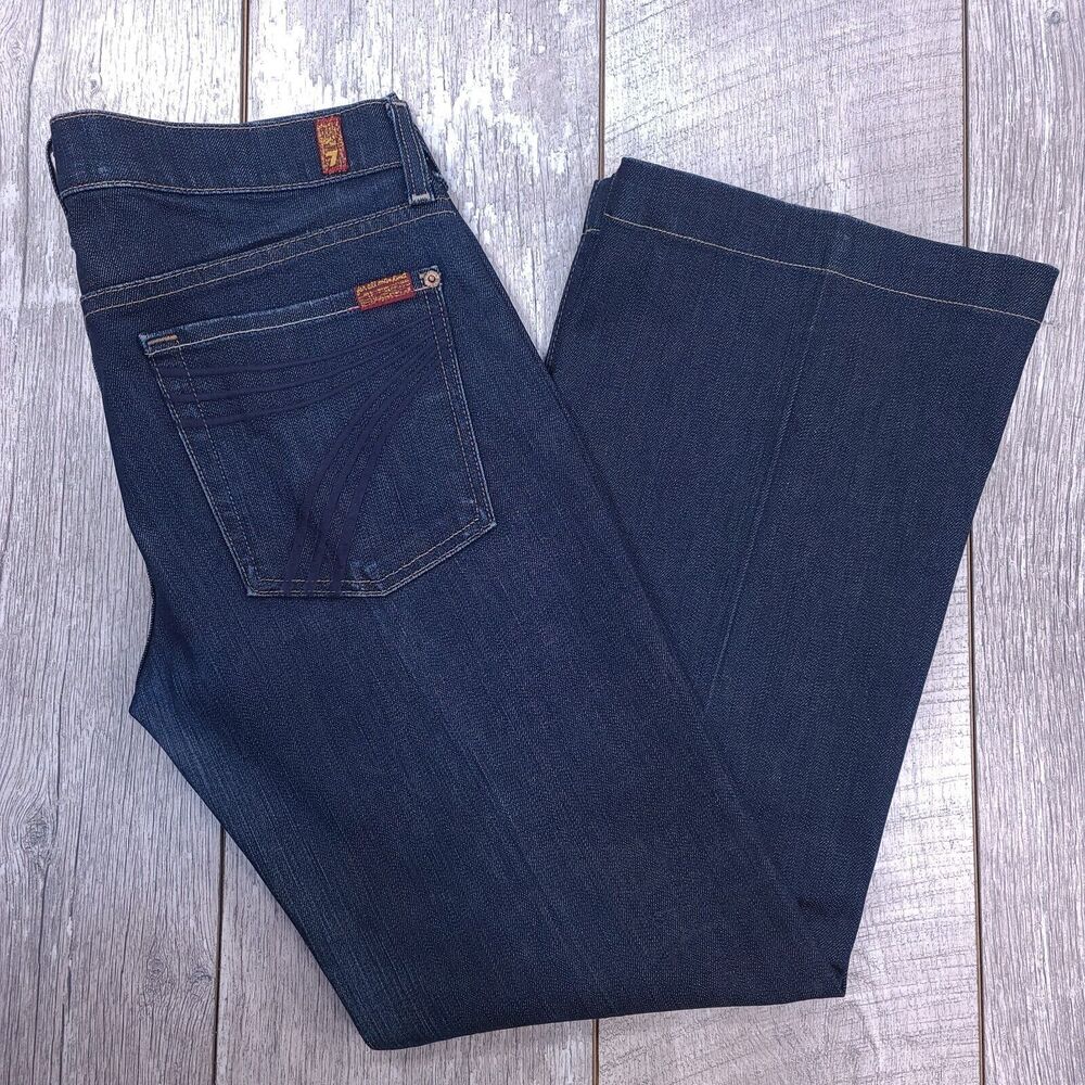 7 For All Mankind Dark Indigo Wide Leg Jeans